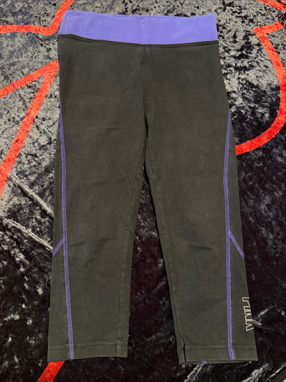 Victoria's Secret PINK Black Leggings with Purple Waistband